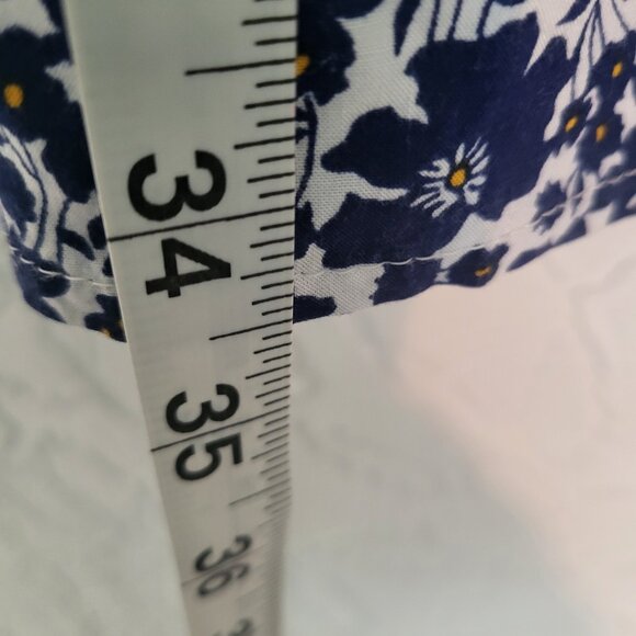 Old Navy Blue & White Floral Rayon Long Sleeve Midi Dress Women's Large - Picture 8 of 9